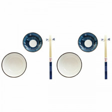 Zestaw do Sushi DKD Home Decor 34 x 29,5 x 7,3 cm Porcelana Niebieski Biały Orientalny (34 x 29,5 x 