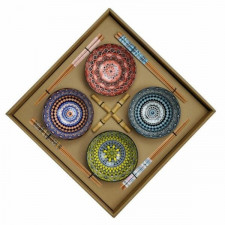 Zestaw do Sushi DKD Home Decor 34 x 34 x 6,5 cm Wielokolorowy Mandala Kamionka Orientalny (12 Sztuk)