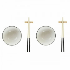 Zestaw do Sushi DKD Home Decor Bambus Kamionka Biały Czarny Biały/Czarny Orientalny 30 x 21 x 3 cm (