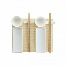 Zestaw do Sushi DKD Home Decor Bambus Kamionka Biały Naturalny Orientalny 28,5 x 19,5 x 3,3 cm (9 Cz