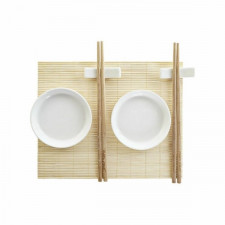 Zestaw do Sushi DKD Home Decor Bambus Plastikowy Kamionka Biały Naturalny Orientalny 28,8 x 19,8 x 3