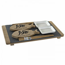 Zestaw do Sushi DKD Home Decor Czarny Naturalny Ceramika Bambus Plastikowy Deska Orientalny 30 x 15 