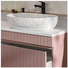 Zestaw dwóch szafek pod umywalkę z blatem Liberty Rose 160 cm, lamele, różowa/biała