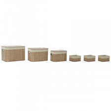 zestaw koszyków DKD Home Decor Beżowy Naturalny Bambus Drewno MDF 51 x 35 x 33 cm