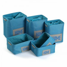 zestaw koszyków Versa Home Niebieski Materiałowy (30 x 40 x 45 cm) (6 Części)