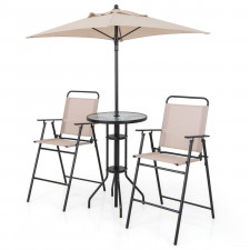 Zestaw mebli ogrodowych 2 krzesła + stolik barowy + parasol