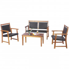 Zestaw mebli ogrodowych 2x krzesło Ławka ogrodowa Stolik kawowy