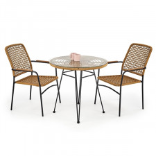 Zestaw mebli ogrodowych, stół Falcon + 2 krzesła K457, naturalny, czarny 