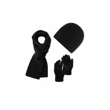 Zestaw na zimę męski czarny komplet czapka szalik rękawiczki Paolo Peruzzi