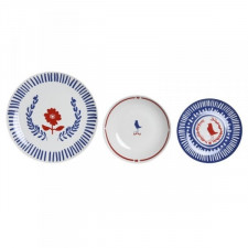 Zestaw Obiadowy DKD Home Decor Niebieski Biały Czerwony Porcelana Śródziemnomorski 18 Części 27 x 27