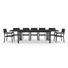 Zestaw ogrodowy Machio stół rozkładany 200-300 cm + 12 krzeseł, aluminiowy, czarny, polywood