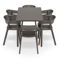 Zestaw ogrodowy Somero, stół + 6 krzeseł, czarny