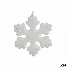 Zestaw ozdób bożonarodzeniowych Płatki śniegu Biały 7,5 x 7,5 x 1,5 cm (24 Sztuk)