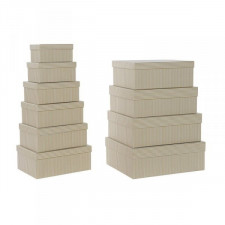 Zestaw pudełek do łączenia w organizer DKD Home Decor Biały Kwadratowy Karton Musztarda (43,5 x 33,5