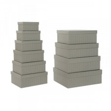 Zestaw pudełek do łączenia w organizer DKD Home Decor Krety Szary Biały Karton (43,5 x 33,5 x 15,5 c