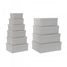 Zestaw pudełek do łączenia w organizer DKD Home Decor Szary Biały Kwadratowy Karton (43,5 x 33,5 x 1