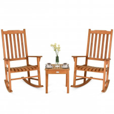 Zestaw stolik i 2 fotele bujane drewniane