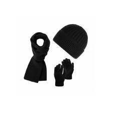 Zestaw zimowy męski czarny komplet czapka szalik rękawiczki Paolo Peruzzi