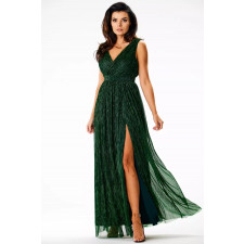 Zielona sukienka na wesele długa błyszcząca (Zielony, L)