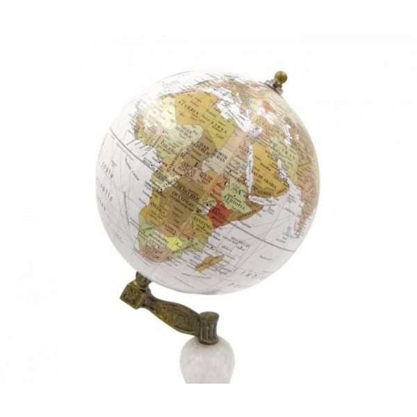 globus dekoracyjny voyager na podstawie marmurowo-drewnianej glb-108