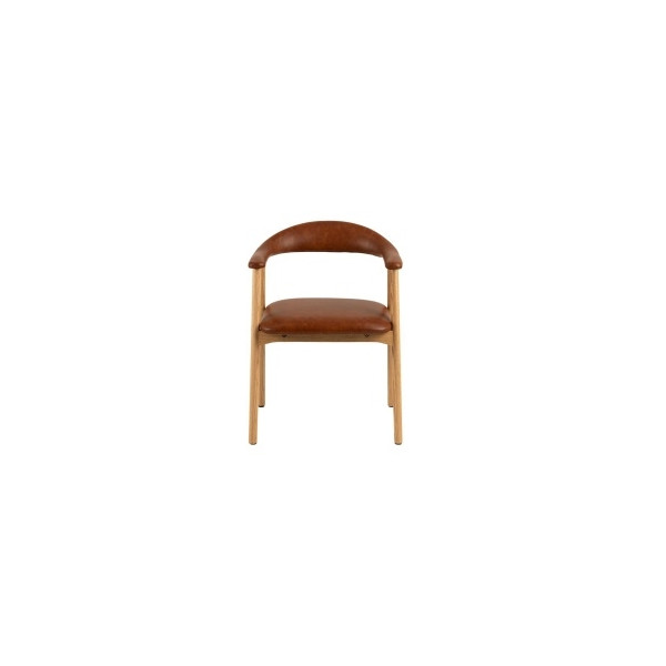 Krzesło drewniane Addi ekoskóra, brązowe/dąb