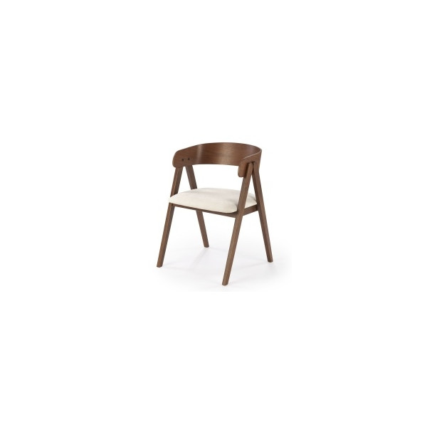 Krzesło drewniane K562, retro,  jasnobeżowe/orzech