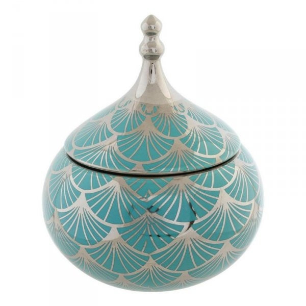 Pudełko na biżuterię DKD Home Decor Porcelana Turkusowy 14 x 14 x 17 cm