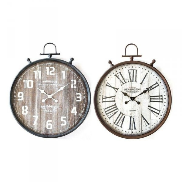 Zegar Ścienny DKD Home Decor 60 x 6 x 75 cm Szkło Biały Ciemny szary Żelazo Drewno MDF (2 Sztuk)