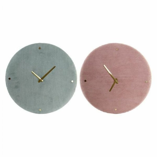 Zegar Ścienny DKD Home Decor Kolor Zielony Różowy 40,5 x 5,5 x 40,5 cm (2 Sztuk)