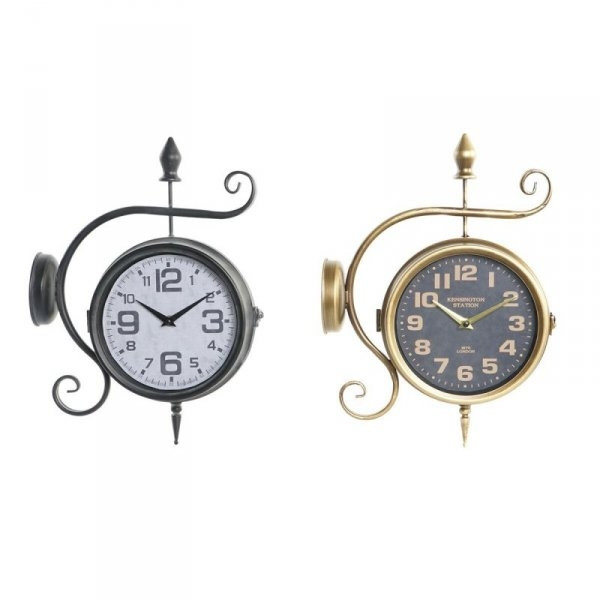 Zegar Ścienny DKD Home Decor Stacja 29 x 10 x 39,5 cm Żelazo Vintage (2 Sztuk)