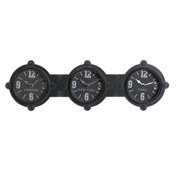 Zegar Ścienny DKD Home Decor Szkło Czarny Żelazo (58 x 6.5 x 18 cm)
