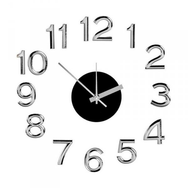 Zegar Ścienny Srebrzysty Biały Naklejka ABS Miękka Pianka EVA (Ø 35 cm) (6 Sztuk)