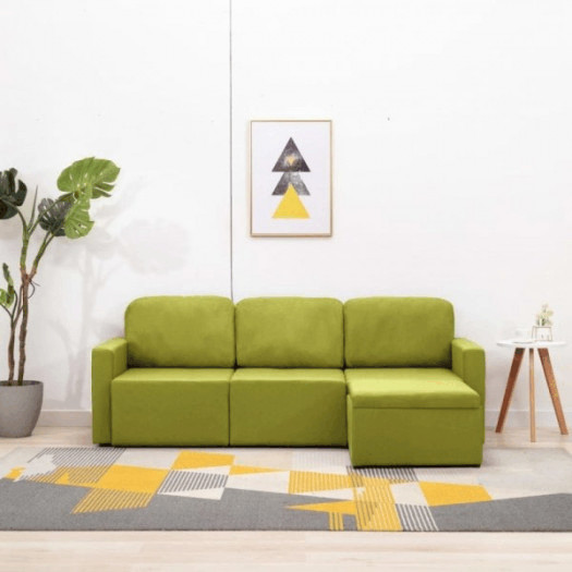 3-osobowa, rozkładana sofa modułowa, zielona, tkanina