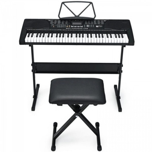 61-klawiszowe pianino cyfrowe z regulowanym stojakiem i stołkiem