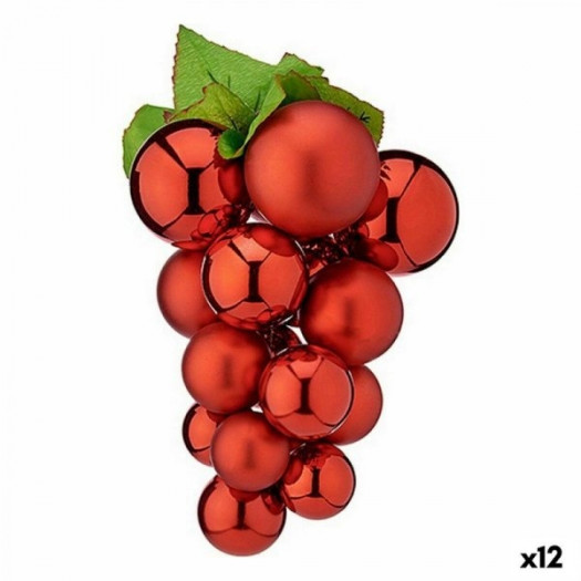 Bombka świąteczna Winogrona Średni Czerwony Plastikowy 18 x 18 x 28 cm (12 Sztuk)