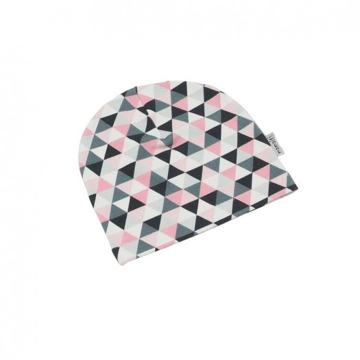  czapka podwójna dresowa trójkąty różowe 40-44 wiek 6-12 m-cy 