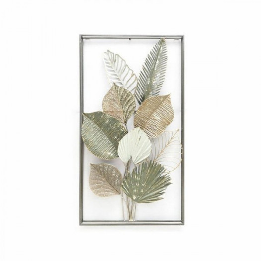 Dekoracja ścienna DKD Home Decor Kolor Zielony Beżowy Wielokolorowy Złoty Liść roślin Shabby Chic 50