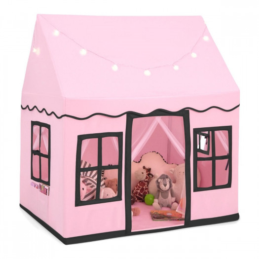 Domek namiot dla dzieci do zabawy z oknami różowy