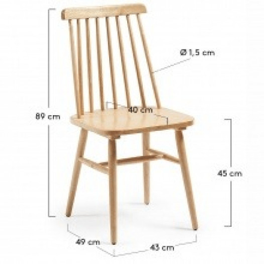 Drewniane krzesło patyczak kristie naturalne