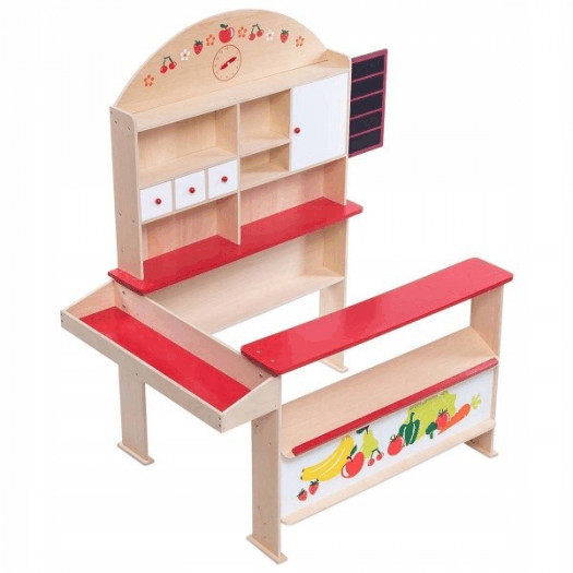 Drewniany mini sklep spożywczy dla dzieci