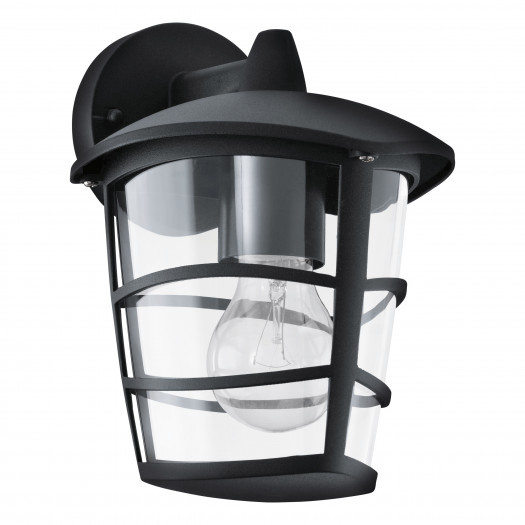 Eglo aloria 93098 kinkiet industrialny zewnętrzny lampa ścienna 1x60w czarny przezroczysty