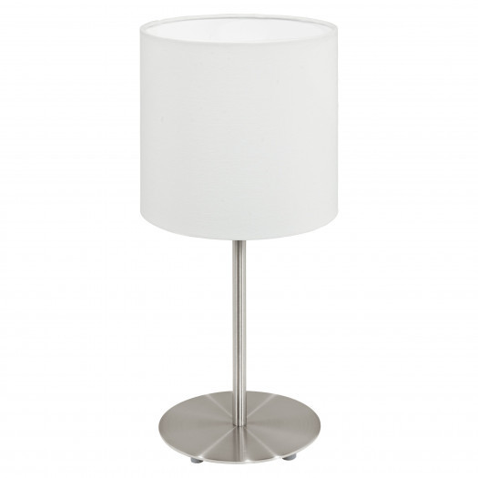 Eglo pasteri 95725 lampa stołowa z abażurem 1x40w nikiel biała