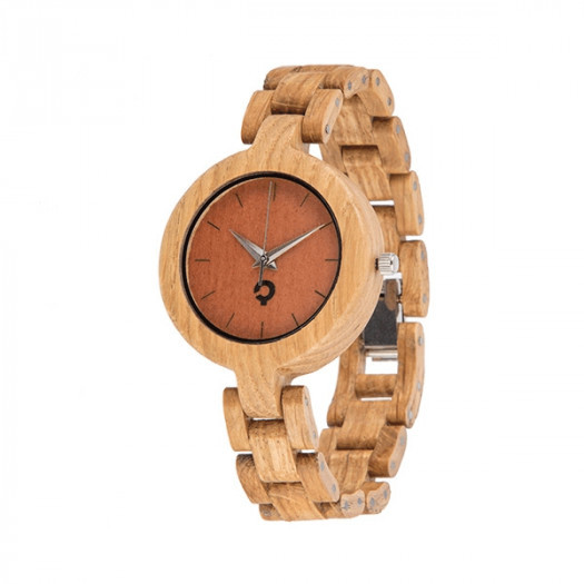elegancki zegarek z drewnianą bransoletą - plantwear (35,5mm, bransoleta - dąb)