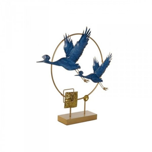 Figurka Dekoracyjna DKD Home Decor Niebieski Złoty Ptak 51 x 9 x 51 cm