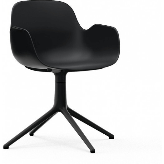 Fotel obrotowy form swivel 4l czarny na czarnych aluminiowych nogach