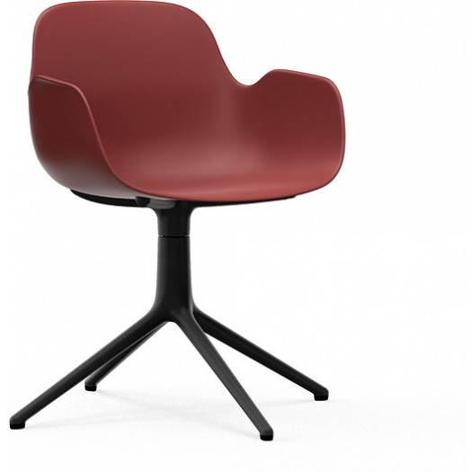 Fotel obrotowy form swivel 4l czerwony na czarnych aluminiowych nogach