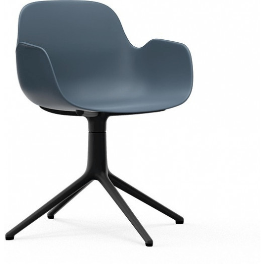 Fotel obrotowy form swivel 4l niebieski na czarnych aluminiowych nogach