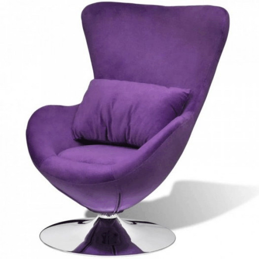 Fotel obrotowy z poduszką, mały, fioletowy, aksamitny