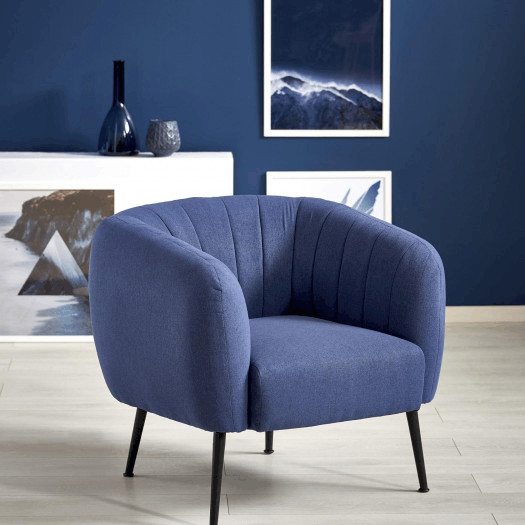 Fotel tapicerowany lupio niebieski glamour