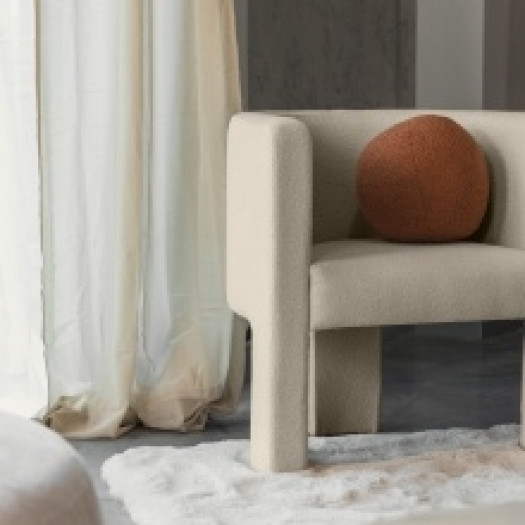 Fotel tapicerowany Milu beżowy, boucle
